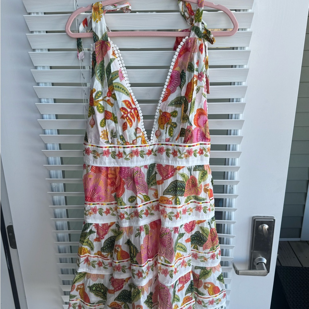 FARM Rio Macaw Bloom Off White Mini Dress